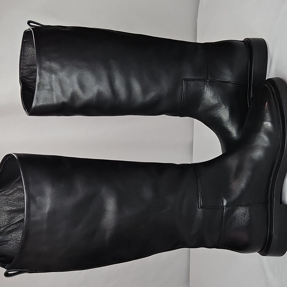 Steve Madden Gaige-Wide Calf Black Leather Riding Boots Size 8 - Picture 4 of 10